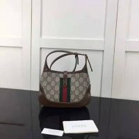 Gucci Unisex Jackie 1961 Mini Shoulder Bag Beige/Ebony GG Supreme Canvas