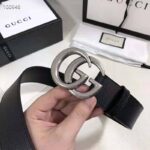 Gucci Unisex Leather Belt with Double G Buckle 4 cm Width-Black – Image 4