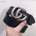 Gucci Unisex Leather Belt with Double G Buckle 4 cm Width-Black – Image 2