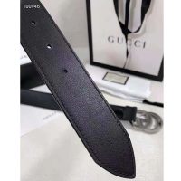 Gucci Unisex Leather Belt with Double G Buckle 4 cm Width-Black