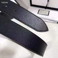 Gucci Unisex Leather Belt with Double G Buckle 4 cm Width-Black