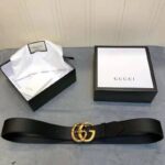 Gucci Unisex Leather Belt with Double G Buckle with Snake 4 cm Width Black - immagine 2