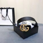 Gucci Unisex Leather Belt with Double G Buckle with Snake 4 cm Width Black - immagine 3