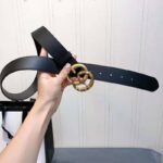 Gucci Unisex Leather Belt with Double G Buckle with Snake 4 cm Width Black - immagine 5