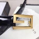 Gucci Unisex Leather Belt with G Buckle Black Leather 2.5 cm Width – Image 5
