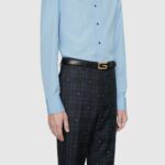 Gucci Unisex Leather Belt with G Buckle Black Leather 2.5 cm Width – Image 8