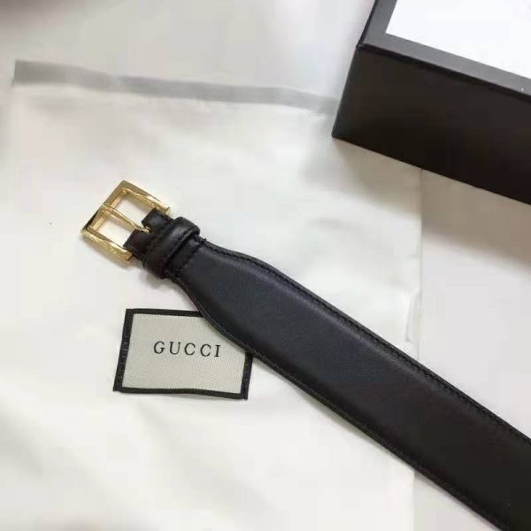 Gucci Unisex Leather Belt with Horsebit 4 cm Width Black Smooth Leather (6)