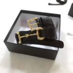 Gucci Unisex Leather Belt with Horsebit 4 cm Width Black Smooth Leather - immagine 5