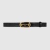 Gucci Unisex Lizard Belt with Interlocking G Horsebit Buckle 2.5 cm Width Black Lizard