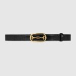 Cintura unisex Gucci in lucertola con fibbia a morsetto con doppia G, larghezza 2,5 cm, colore lucertola nera