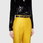 Gucci Unisex Lizard Belt with Interlocking G Horsebit Buckle 2.5 cm Width Black Lizard - immagine 8