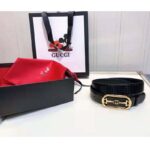 Gucci Unisex Lizard Belt with Interlocking G Horsebit Buckle 2.5 cm Width Black Lizard - immagine 3