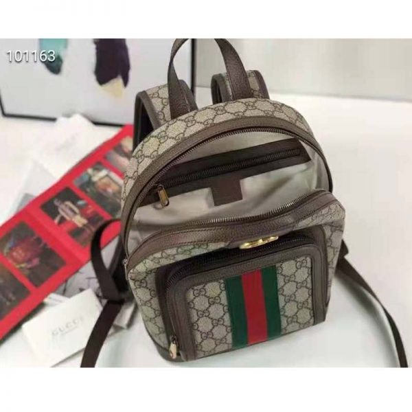 Gucci Unisex Ophidia GG Small Backpack BeigeEbony GG Supreme Canvas (11)
