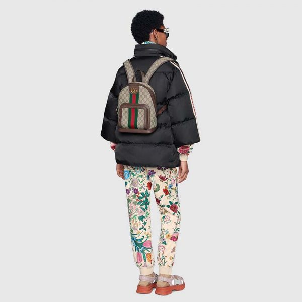Gucci Unisex Ophidia GG Small Backpack BeigeEbony GG Supreme Canvas (2)