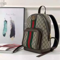 Gucci Unisex Ophidia GG Small Backpack Beige/Ebony GG Supreme Canvas
