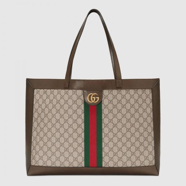 Gucci Unisex Ophidia Soft GG Supreme Medium Tote Beige/Ebony Supreme Canvas