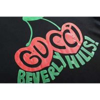 Gucci Women Beverly Hills Cherry Print Sweatshirt Cotton Jersey Crewneck Puff Sleeves-Black