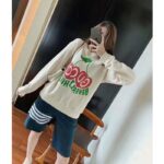 Gucci Women Beverly Hills Cherry Print Sweatshirt Cotton Jersey Crewneck Puff Sleeves-White - Image 8