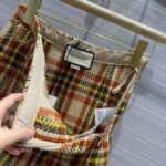 Gucci Women Check Wool Skirt with Horsebits Ivory Brown and Yellow Blend - Image 14