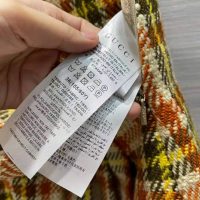 Gucci Women Check Wool Skirt with Horsebits Ivory Brown and Yellow Blend