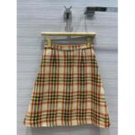 Gucci Women Check Wool Skirt with Horsebits Ivory Brown and Yellow Blend - Image 3