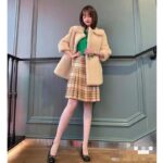 Gucci Women Check Wool Skirt with Horsebits Ivory Brown and Yellow Blend - Image 8