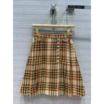 Gucci Women Check Wool Skirt with Horsebits Ivory Brown and Yellow Blend - Image 2