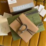 Gucci Women Dionysus Mini Bag Brown Leather Tiger Head Closure - Image 3