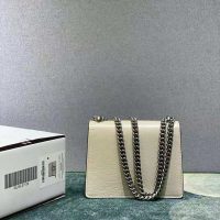 Gucci Women Dionysus Mini Leather Bag White Textured Leather Tiger Head