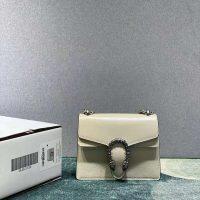 Gucci Women Dionysus Mini Leather Bag White Textured Leather Tiger Head