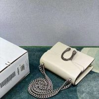 Gucci Women Dionysus Mini Leather Bag White Textured Leather Tiger Head