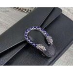 Gucci Women Dionysus Small Shoulder Bag Black Textured Leather Tiger Head - Imagen 9