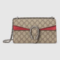 Gucci Women Dionysus Small Shoulder Bag GG Supreme Canvas Suede Tiger Head-Brown