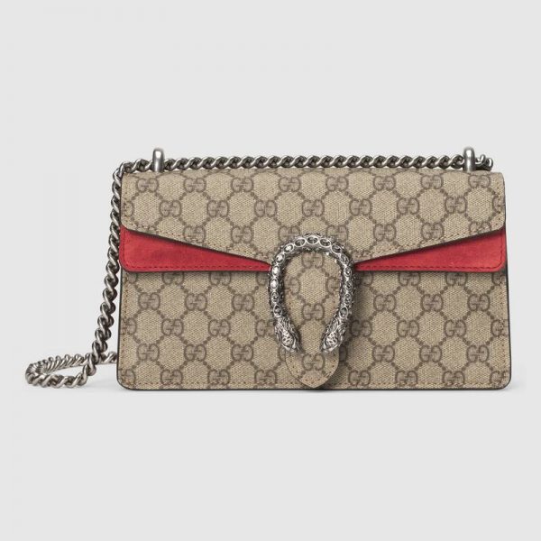 gg supreme canvas & suede shoulder bag