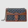 Gucci Women Dionysus Small Shoulder Bag Washed Organic GG Jacquard Denim