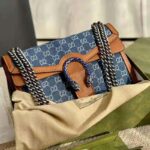 Gucci Women Dionysus Small Shoulder Bag Washed Organic GG Jacquard Denim - Image 2