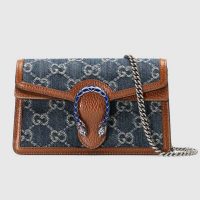 Gucci Women Dionysus Super Mini Bag Washed Organic GG Jacquard Denim