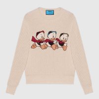 Gucci Women Disney x Gucci Donald Duck Cotton Wool Sweater Crewneck-White