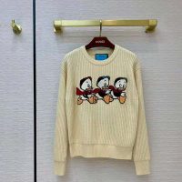 Gucci Women Disney x Gucci Donald Duck Cotton Wool Sweater Crewneck-White