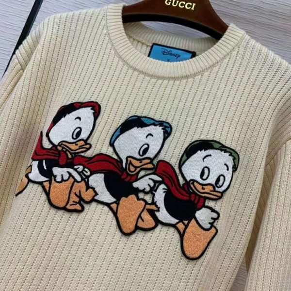 Gucci Women Disney x Gucci Donald Duck Cotton Wool Sweater Crewneck-White (15)