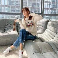 Gucci Women Disney x Gucci Donald Duck Cotton Wool Sweater Crewneck-White