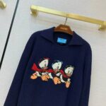 Gucci Women Disney x Gucci Donald Duck Cotton Wool Sweater Holes Crewneck Collar-Navy – Image 4