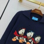 Gucci Women Disney x Gucci Donald Duck Cotton Wool Sweater Holes Crewneck Collar-Navy – Image 6