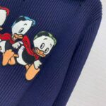 Gucci Women Disney x Gucci Donald Duck Cotton Wool Sweater Holes Crewneck Collar-Navy – Image 8
