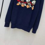 Gucci Women Disney x Gucci Donald Duck Cotton Wool Sweater Holes Crewneck Collar-Navy – Image 7