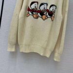 Gucci Women Disney x Gucci Donald Duck Cotton Wool Sweater Holes Crewneck Collar-White - Imagen 5