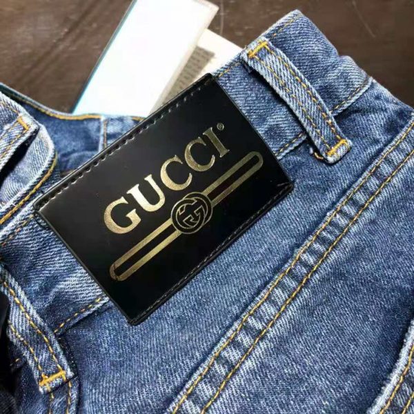 Gucci Women Disney x Gucci Donald Duck Eco Denim Pant Blue Organic Cotton (10)