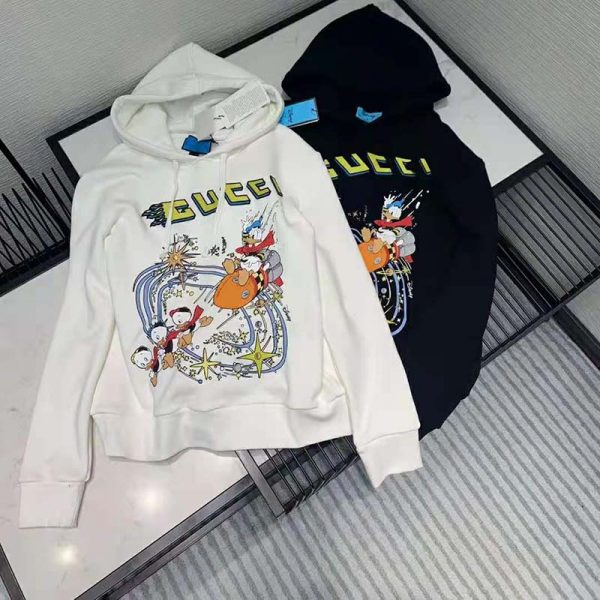 Gucci Women Disney x Gucci Donald Duck Hooded Sweatshirt Fixed Hood Oversize Fit Cotton (6)