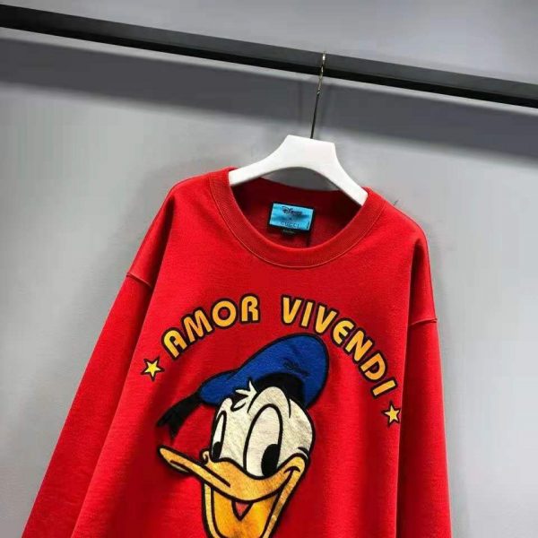 Gucci Women Disney x Gucci Donald Duck Sweatshirt Cotton Crewneck Oversized Fit-Red (1)