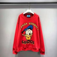 Gucci Women Disney x Gucci Donald Duck Sweatshirt Cotton Crewneck Oversized Fit-Red